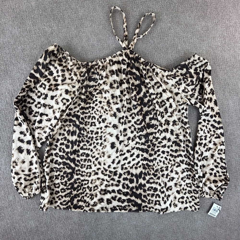 I.N.C International Concepts‎ Blouse Top Womens Medium Carla Cheetah Halter Neck